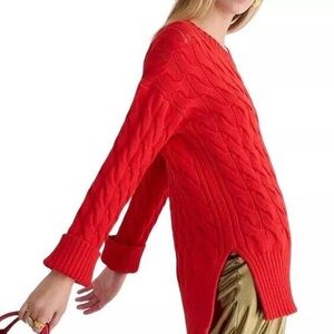 J. Crew Red Cable Knit Sweater • Sz XS/S
